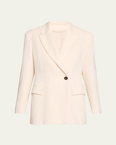 Diagonal Button-Front Viscose Blazer