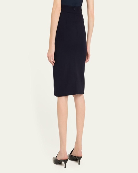 Trapezoid Buckle Wrapped Wool Pencil Skirt