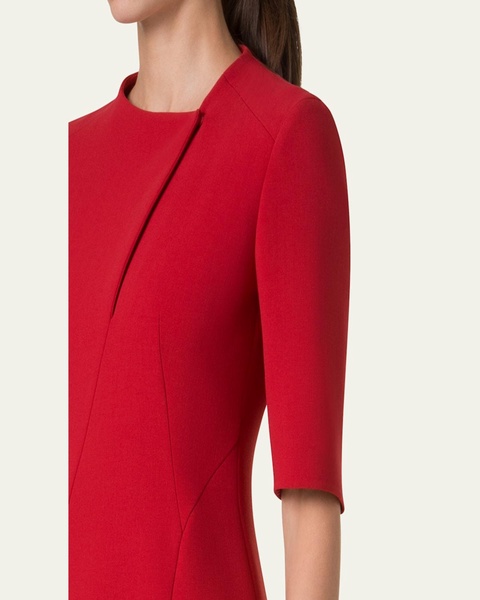 Elbow Sleeve Sheath Wool Dress