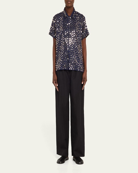 Sequin Spangled Star Button Down Shirt
