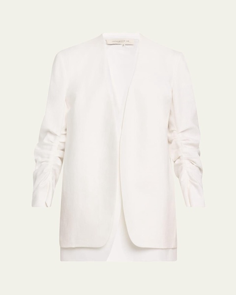 Layered Pleated-Sleeve Blazer