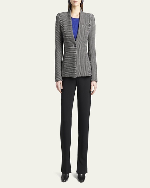 Diagonal Stripe Single-Breasted Jersey Jacket
