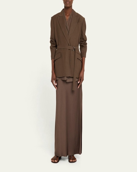 Belted Linen Twill Blazer