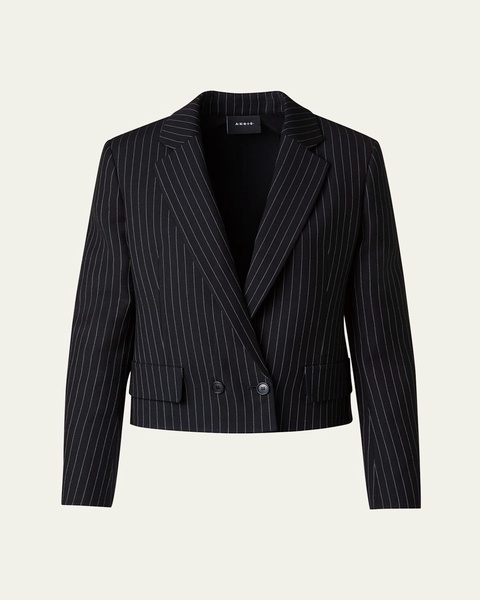 Adele Pinstripe Double-Breasted Short Jacket