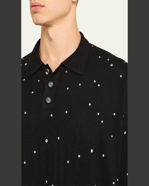 Men's Crystal-Embellished Polo Sweater