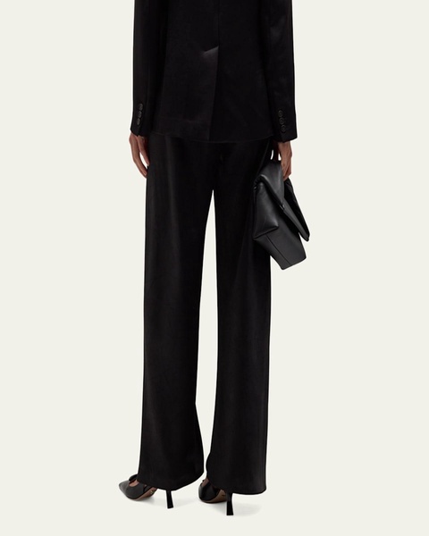 Fluid Bias-Cut Crushed Satin Pants