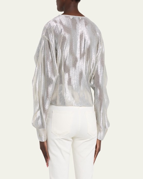 Berma Metallic Draped Blouse