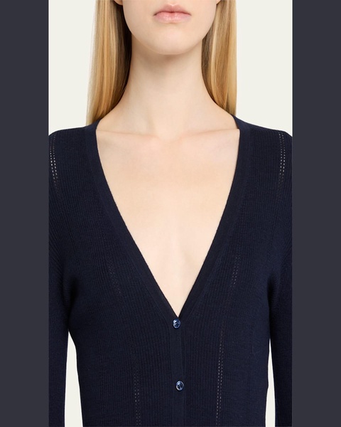 Lillian Slim V-Neck Wool Cardigan