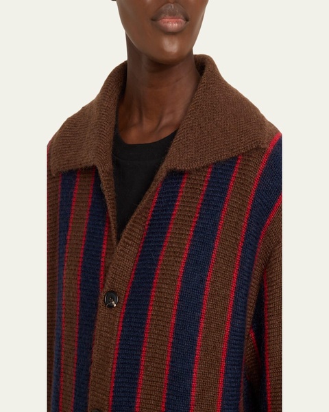 Mohair Stripe Collared Cardigan
