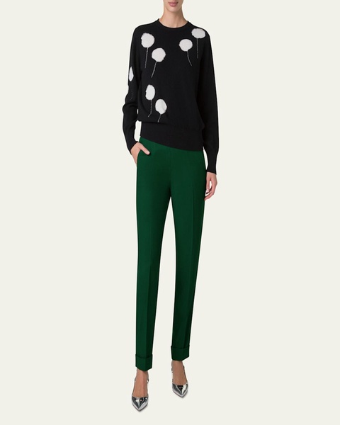 Windflower Cashmere-Cotton Crewneck Sweater