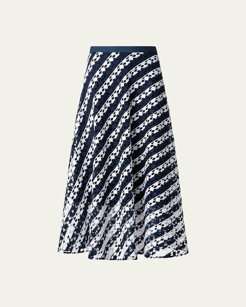 Two-Tone Lace Midi Skirt
