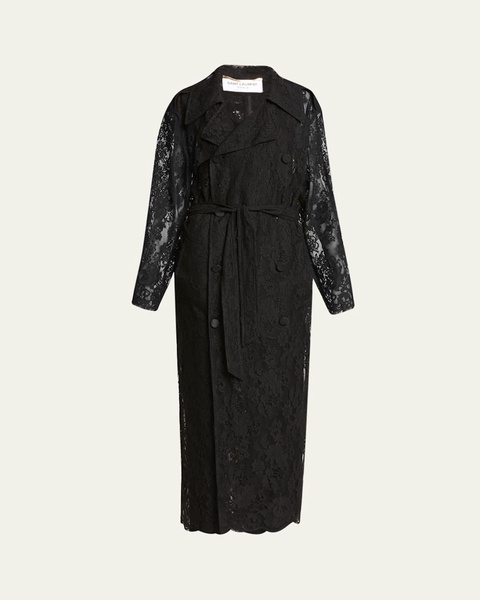 Belted Lace Trench Coat