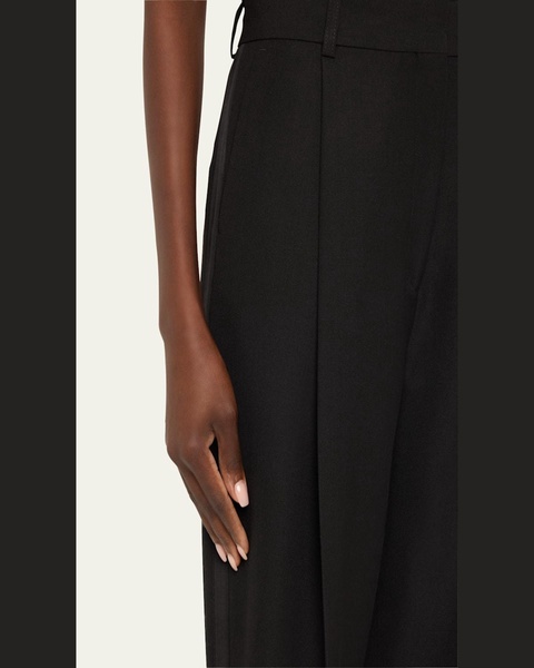 Pleated Straight Wool Trousers