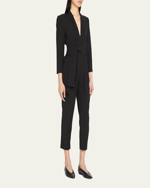Kieran Belted Long-Sleeve Jumpsuit