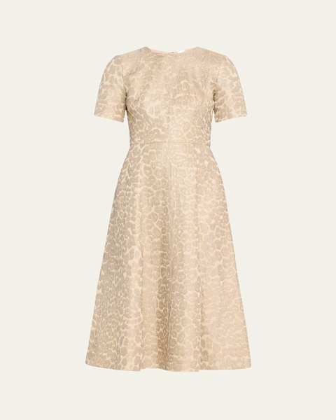 Evangeline Leopard Jacquard Midi Dress