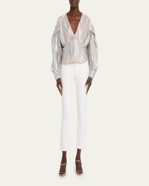 Berma Metallic Draped Blouse
