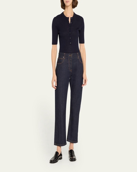 Fisher Buttoned Merino Wool Top