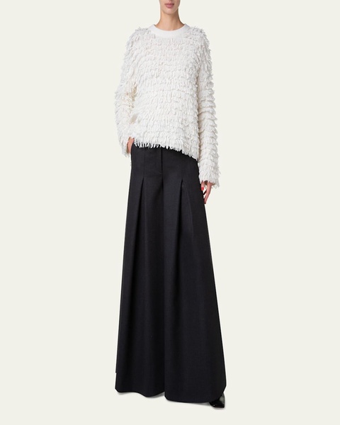 Fiorello Pleated Wide-Leg Wool Flannel Pants