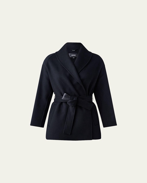Tyra Double-Face Wool Wrap Coat with Tie Belt