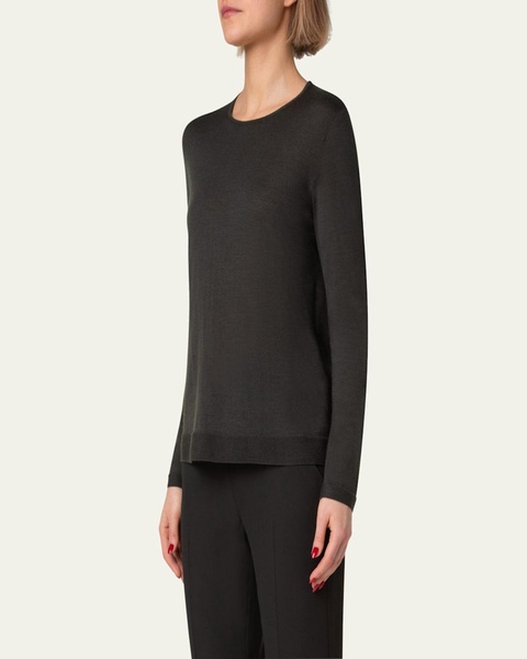 Cashmere-Silk Fine Gauge Knit Sweater