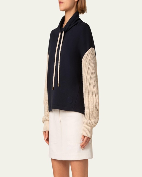 Mixed-Media Chunky Knit Sweater