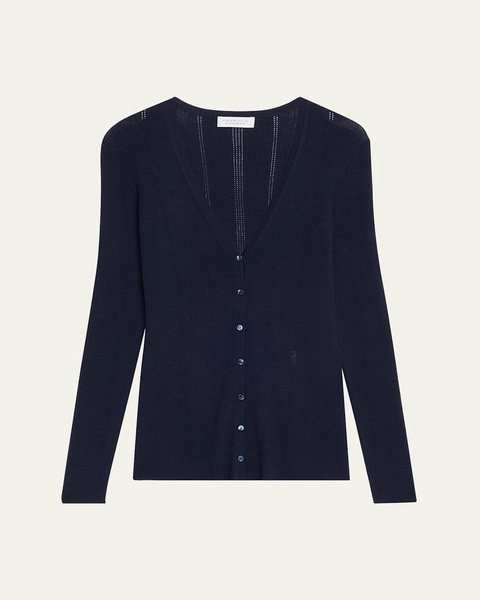 Lillian Slim V-Neck Wool Cardigan