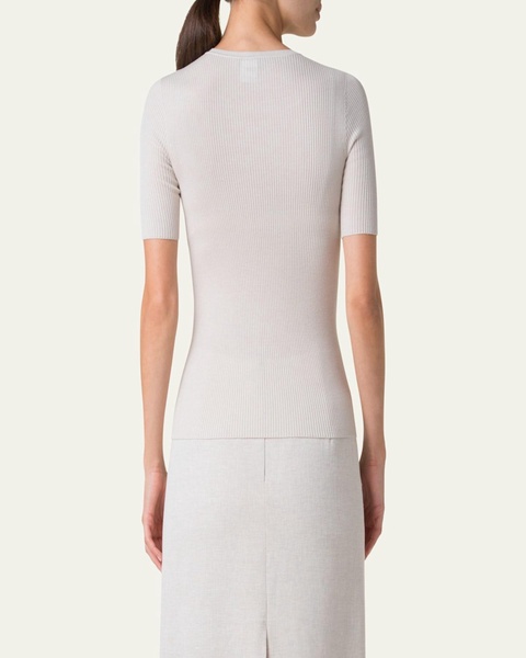 Seamless Rib Short-Sleeve Sweater