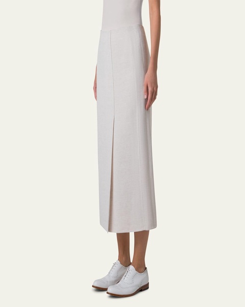 Twisted Linen Double-Face Midi Pencil Skirt