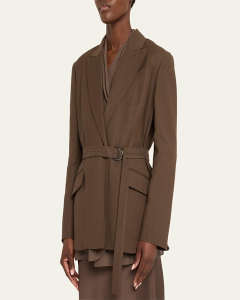 Belted Linen Twill Blazer