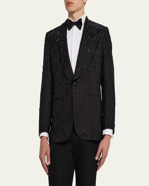 Men's Embroidered Herringbone Dinner Jacket