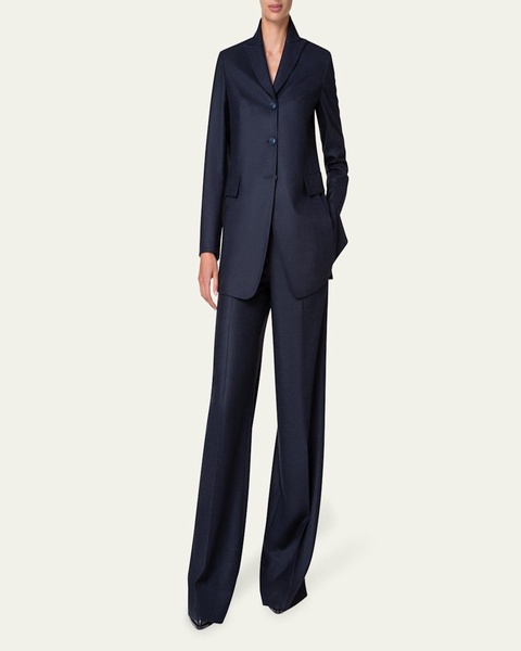 Floretta Prince of Wales Wide Leg Wool Trousers