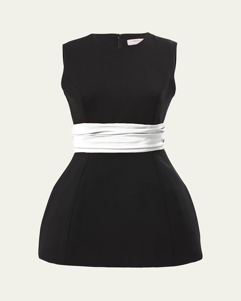 Cummerbund Waist Sleeveless Wool Top