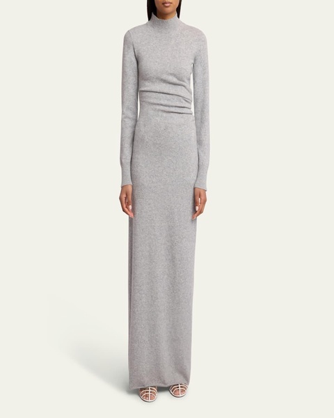 Annette Long-Sleeve Cashmere Silk Maxi Dress