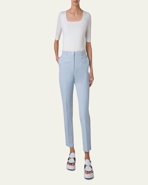 Cotton 1/2-Sleeve Square-Neck Tee