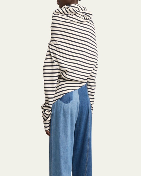 Jersey Cowl-Neck Draped Top