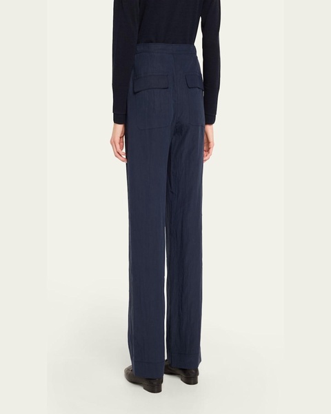 Mid-Rise Wide-Leg Utility Drawstring Pants