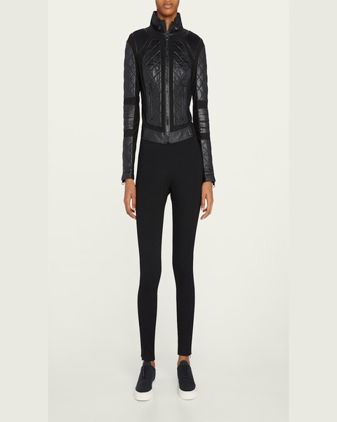 Quilted Leather & Mesh Moto Jacket