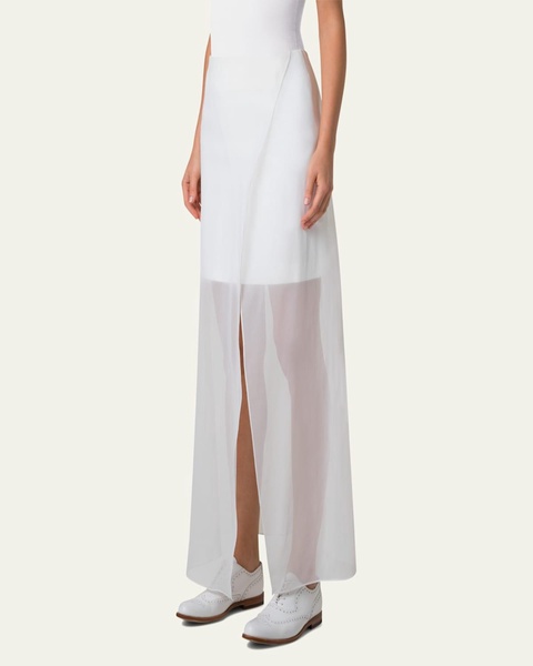 Long Organza Overlay Silk Double-Face Skirt