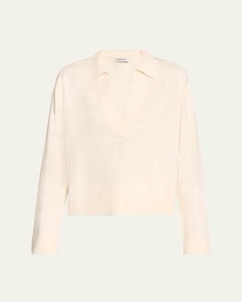 Bobbie Cotton and Cashmere Polo Sweater