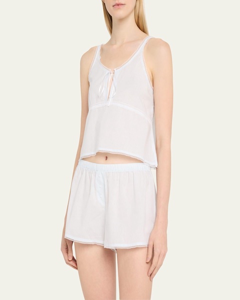 Lulu Striped Lace-Trim Crop Tank