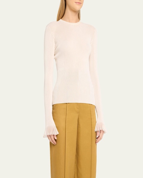 Aster Ribbed Ruffle-Cuff Top