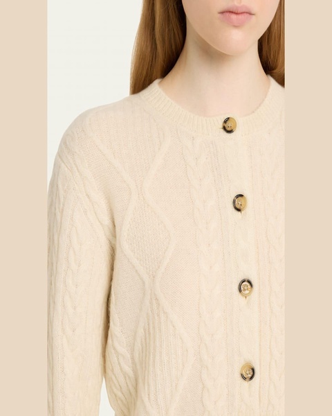 Cable Alpaca Cropped Cardigan Sweater