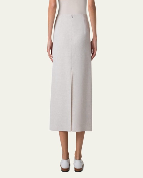 Twisted Linen Double-Face Midi Pencil Skirt