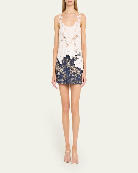 Rose Crochet Mesh Asymmetric Tank Top