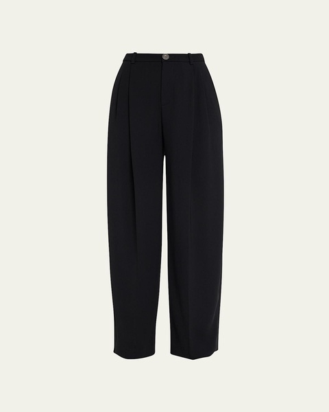 Drop-Waist Pleated Crepe Trousers
