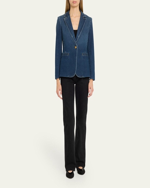 Macey Denim Notch-Collar Fitted Blazer