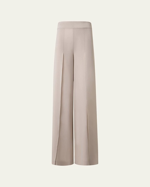 Fellia Silk Georgette Wide-Leg Slit Pants