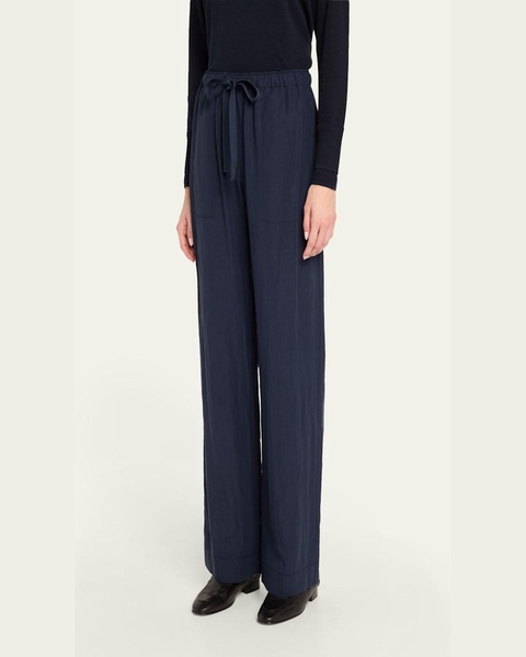 Mid-Rise Wide-Leg Utility Drawstring Pants