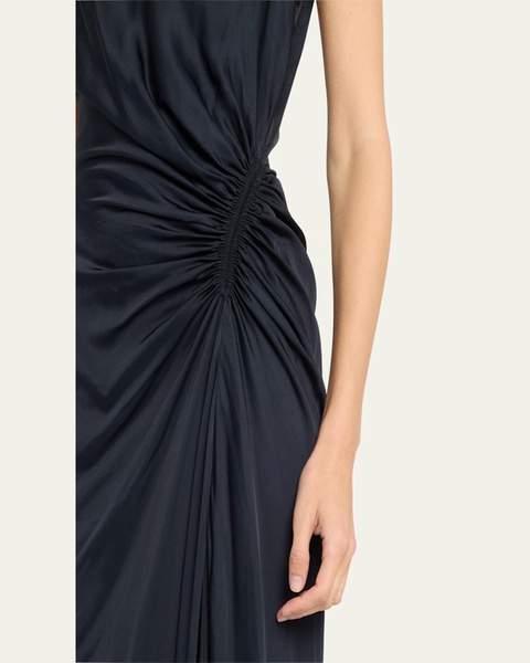 Inez Pleated High-Neck Gown
