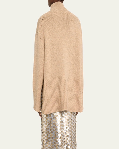 Oversized High-Low Turtleneck Cashmere Sweater